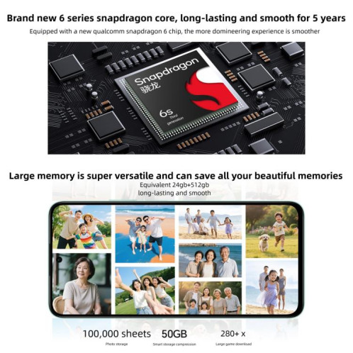 Honor Play 70 Plus, 12 Go + 512 Go, lecteur d'empreintes digitales latéral, écran 6,77 pouces, MagicOS 9.0, Snapdragon 6s Gen 3 Octa Core, réseau : 5G, NFC, OTG (blanc) SH452W1836-013